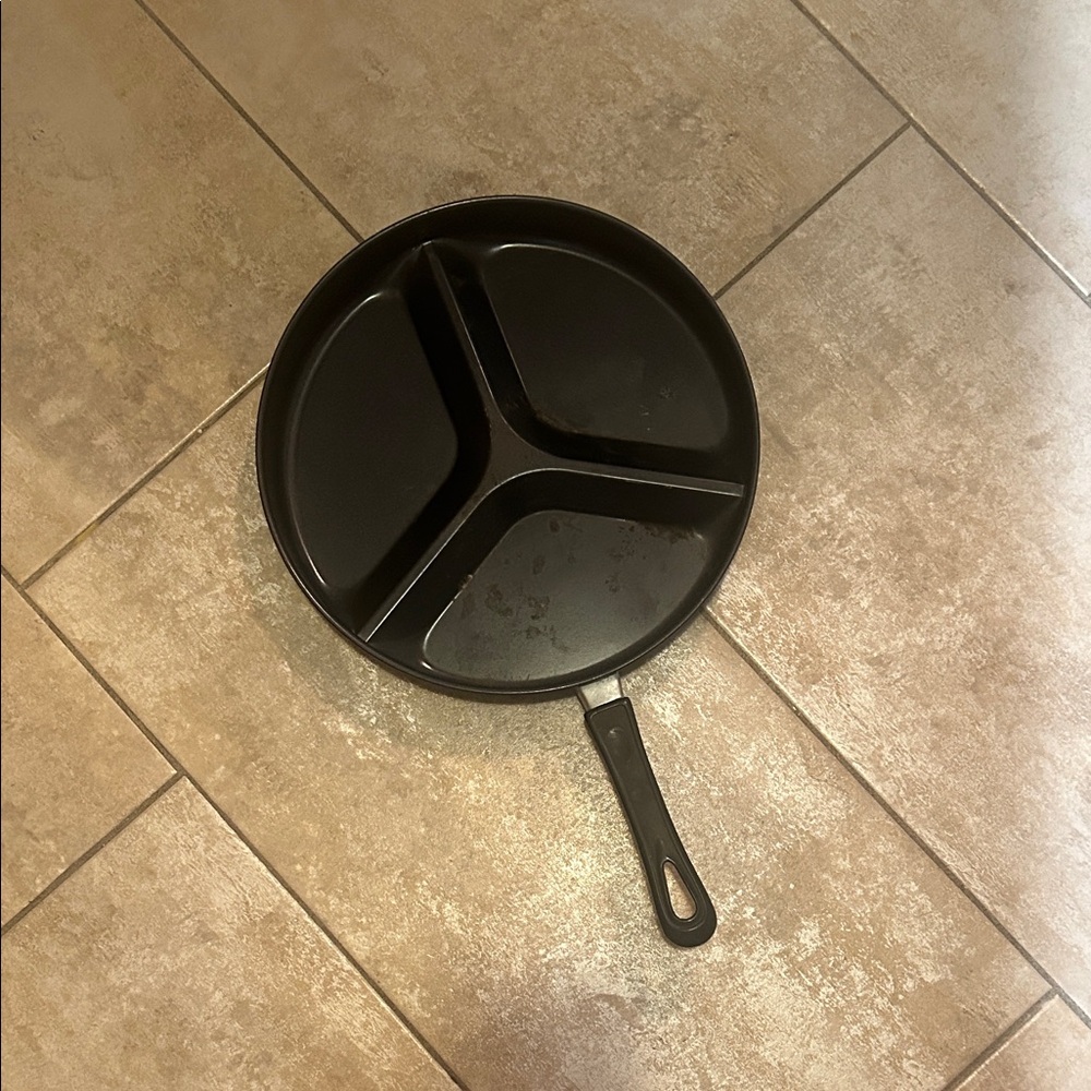 Triple Section Black Frying Pan